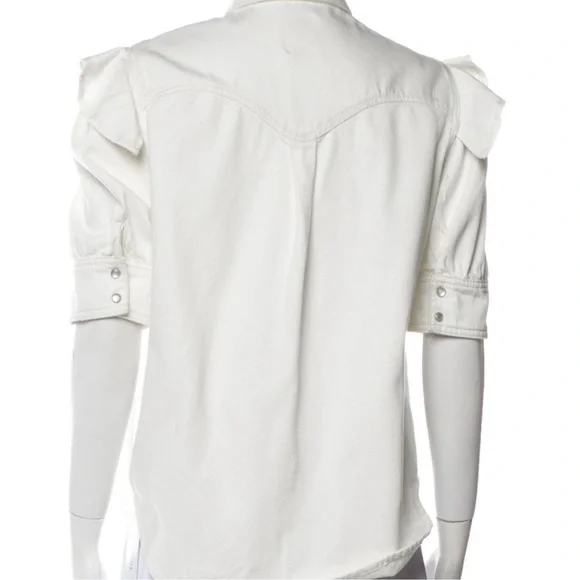 Zadig Voltaire white denim Jacket button down shirt Top L - Picture 4 of 10